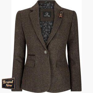 Slim Fit Wool Blend Blazer with Elbow Patches for Smart Casual
